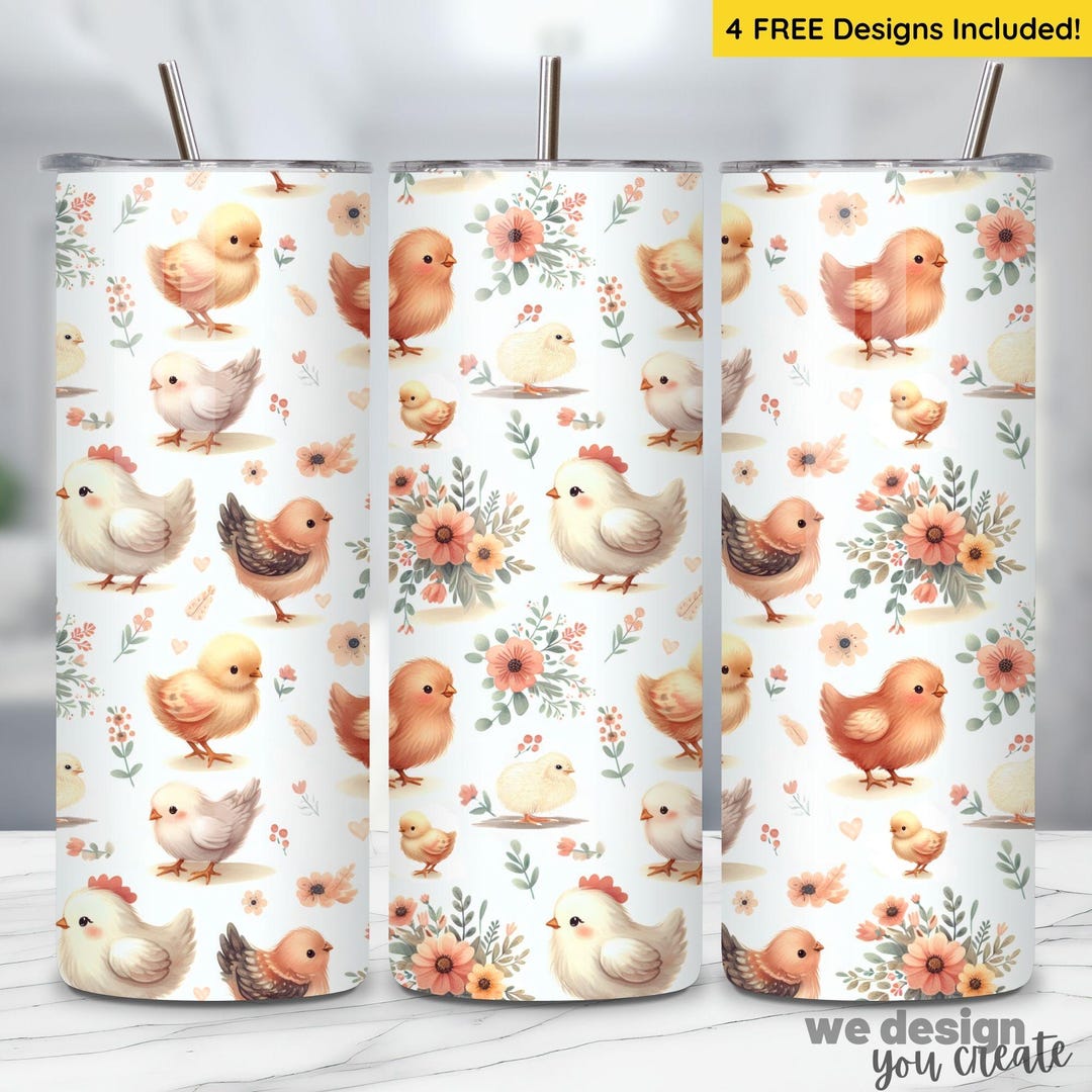 Baby Chicks Tumbler Wrap PNG, 20oz Skinny Sublimation Design Digital ...