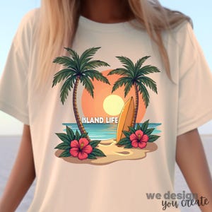 Island Life Sublimation PNG Design, Tropical Beach Palm Trees Graphic, Summer Vacation T-Shirt Design, Summer Vibes T-shirt PNG Sublimation