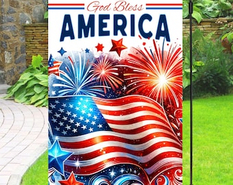 God zegene Amerika tuin vlag sublimatie ontwerp, 12 x 18 tuin vlag ontwerp, Amerikaanse vlag PNG instant digitale download, patriottische Amerikaan