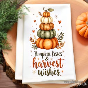 Pumpkin Kitchen Towel Sublimation Design, Fall Dish Towel PNG, Cute Autumn Towel Graphic, Pumpkin Tea Towel PNG, Cozy Fall Farmhouse Decor
