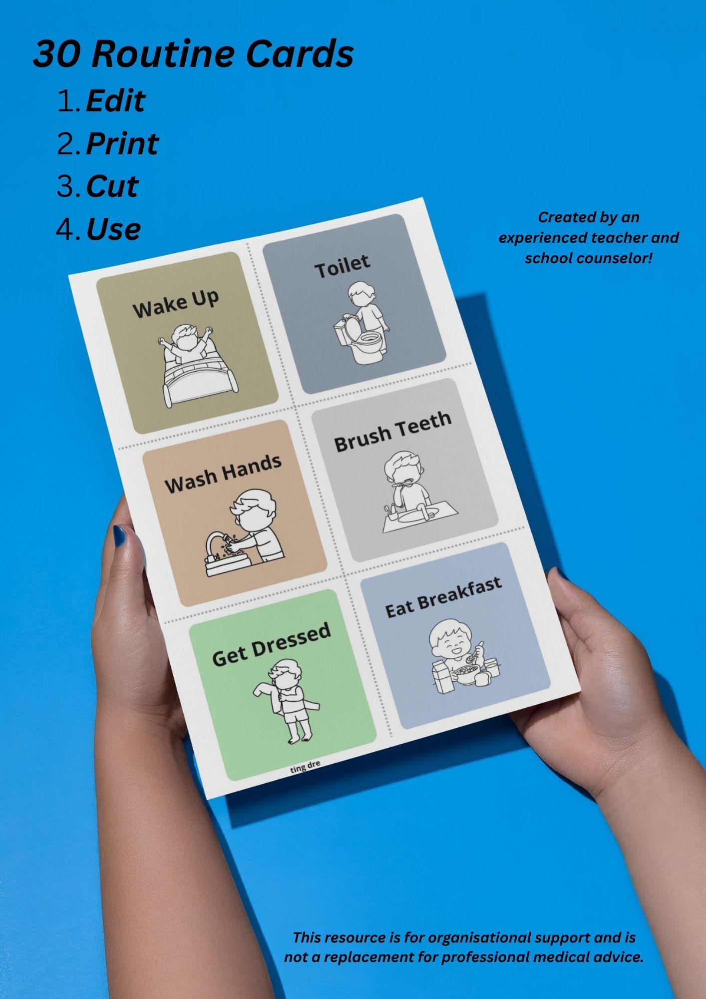 Autism Visual Routine Cards | Editable and Printable Neurodivergent ...