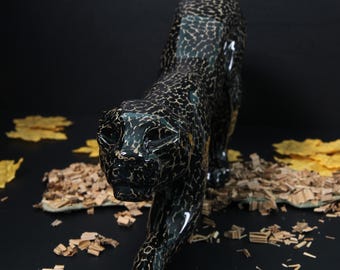 Panther Eggshell Lacquered Statue