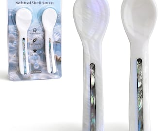 Natural Mother of Pearl Caviar Spoon Set of 2, 9cm Shell Tasting Spoon with Abalone