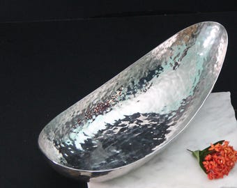 Stainless steel Bowl Ship Shape Sea waves Hammered, use for sashimi, sushi, seafood
