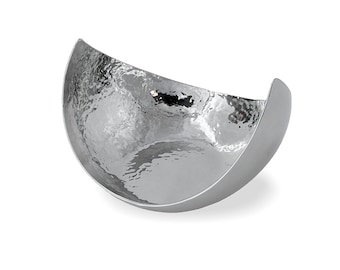 Hammered Stainless Steel Fruit Bowl, Moon Shape Decor
