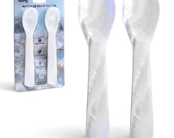 11 cm Mother of Pearl Caviar Spoon Set of 2, Handmade Natural Freshwater Shell Spoon