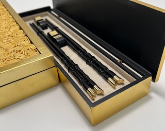 Wooden Chopsticks Set Lacquer Box Hand carved housewarming, wedding family, friends gift.
