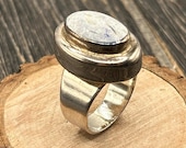 Mexican Modernist Sterling Silver Ring, Taxco Silver Jewelry, Statement Ring, Size 9.25