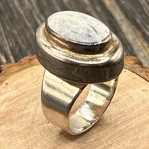 Mexican Modernist Sterling Silver Ring, Taxco Silver Jewelry, Statement Ring, Size 9.25