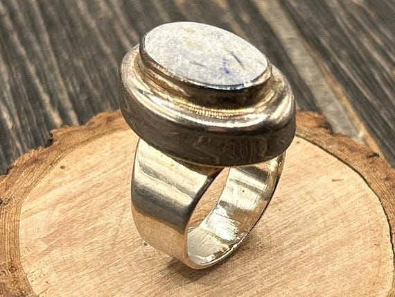 Mexican Modernist Sterling Silver Ring, Taxco Silver Jewelry, Statement Ring, Size 9.25