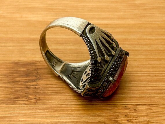 Ornate Sterling Silver Ruby Ring with Marcasite B… - image 6