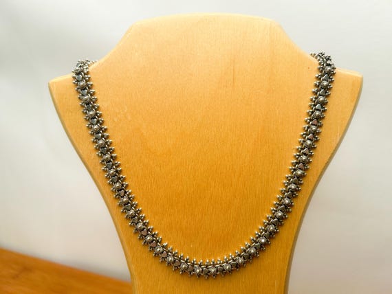 Vintage Sterling Silver Necklace, Tribal Necklace, Ethnic Jewelry, Statement Necklace, Silver Necklace