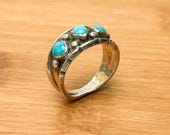 Vintage Navajo Sterling Silver Ring with Sleeping Beauty Turquoise by Marvin Lucas