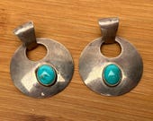 Vintage B. Dempsey Sterling Silver Turquoise Post Earrings, Southwestern Style