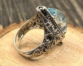 The CP mark on Southwestern Allure: Carolyn Pollack Blue Topaz & Sterling Silver Ring, Size 8 - NOS