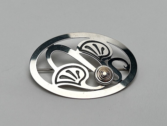 STAMAS 925 Sterling Silver - Vintage Two Tone Cutout Floral Brooch Pin