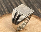 Vintage Sterling Silver Signet Ring, Men's Ring, Size 11 3/4