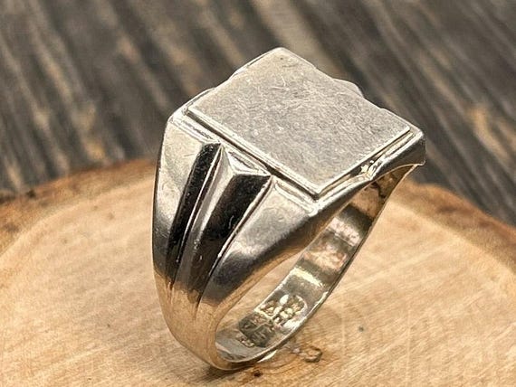 Vintage Sterling Silver Signet Ring, Men's Ring, Size 11 3/4