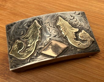 Vintage Sterling Silver & 18k Gold Cowboy Western Belt 