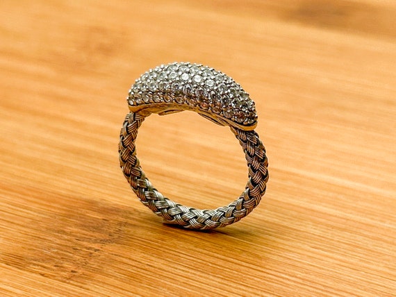 Vintage Dyadema Sterling Silver Ring with Stainless Steel Braided Band