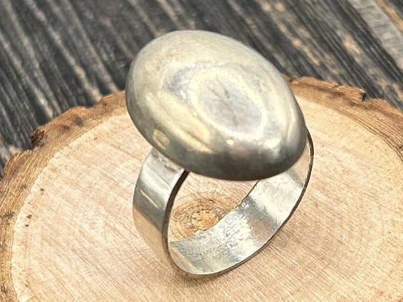 Vintage Mexico Sterling Silver Domed Ring Heavy Minimalist Statement Band