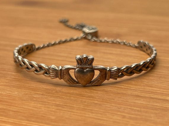 Authentic Solvar Irish Claddagh Sterling Silver Adjustable Bracelet – Celtic Heritage Jewelry
