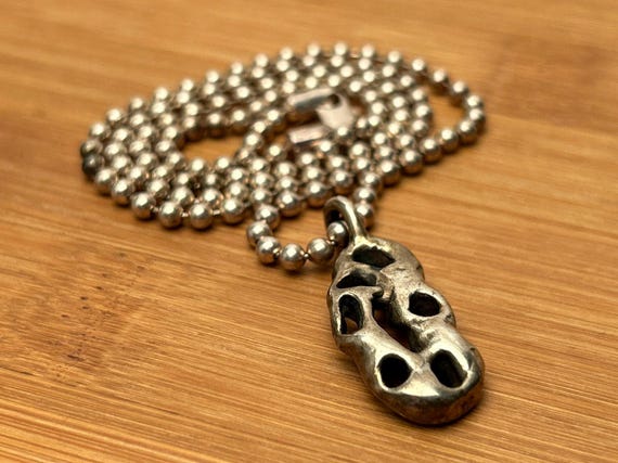 Statement Brutalist Sterling Silver Pendant Necklace | Vintage Abstract MCM Art Jewelry | 925 Italian Ball Chain