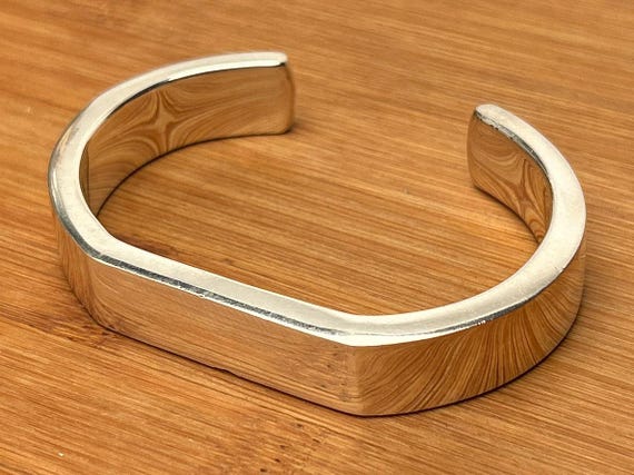 Vintage Taxco Sterling Silver Modernist Cuff Bracelet | Heavy Geometric Mexican Silver | Signed Artisan Jewelry