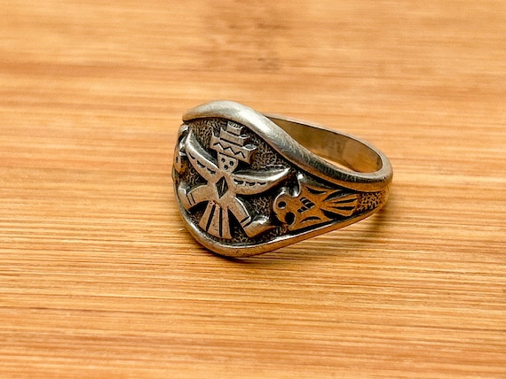 Vintage Sterling Silver Southwest Phoenix Knifewing Bell Ring