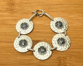 Sterling Silver Hammered Coin Panel Bracelet | Ancient Coin Replica Design | Made in USA