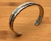 Southwestern Artisan Silver Cuff Bracelet, Stamped Sterling Silver
