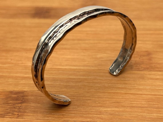 Southwestern Artisan Silver Cuff Bracelet, Stamped Sterling Silver