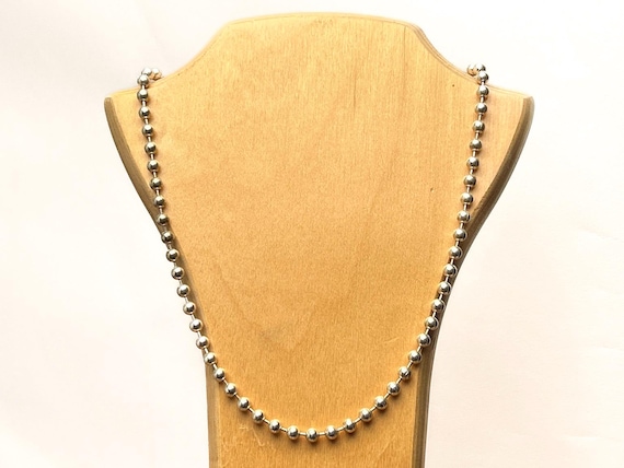 Vintage Sterling Silver Ball Chain Necklace Mother of Pearl Pendant 20 Inch