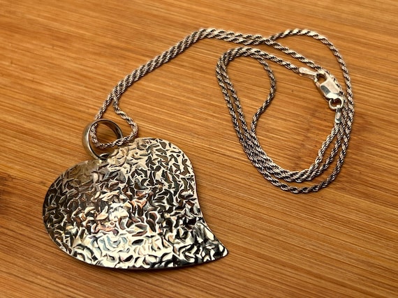 Heavy Artie Yellowhorse Sterling Silver Heart Pendant & Italian Chain