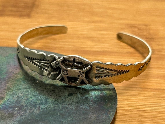 Navajo Sterling Silver Horse Arrow Bracelet