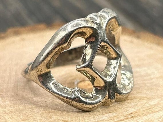 Vintage Southwestern Cast Sterling Silver Patterned Band Native American Style