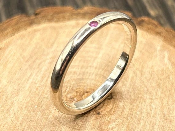Peretti Ruby Band, Tiffany & Co. Sterling Silver Ring, Size 9.25-9.5