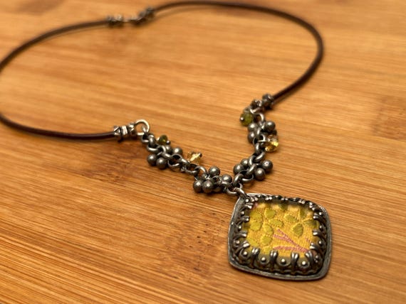 Presh 925 Sterling Silver Artisan Necklace, Art Nouveau Pendant
