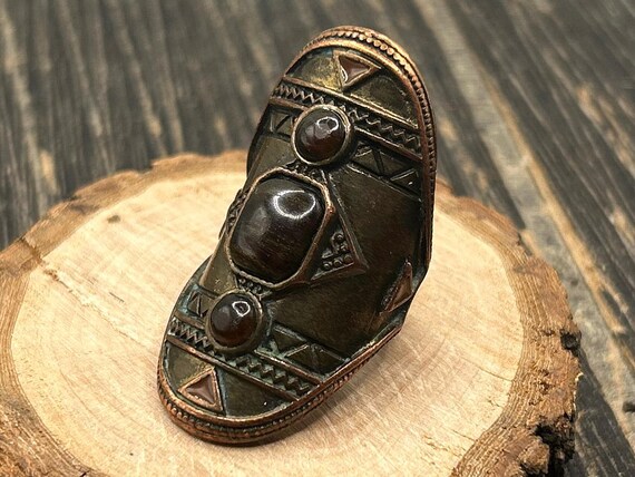 Moroccan Style Ring, Copper & Amber Ring, Tribal … - image 3