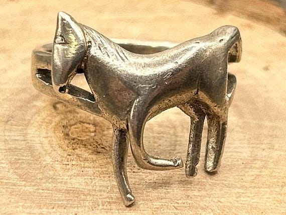 Vintage Shube Sterling Silver Prancing Horse Figural Ring | Size 6 3/4 | Equestrian Statement Jewelry