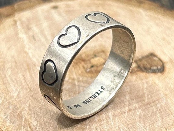 Vintage Wheeler Manufacturing Sterling Silver Heart Ring, Size 9 3/4