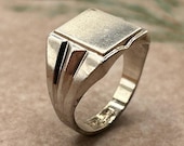 Vintage Sterling Silver Signet Ring, Men's Ring, Size 12