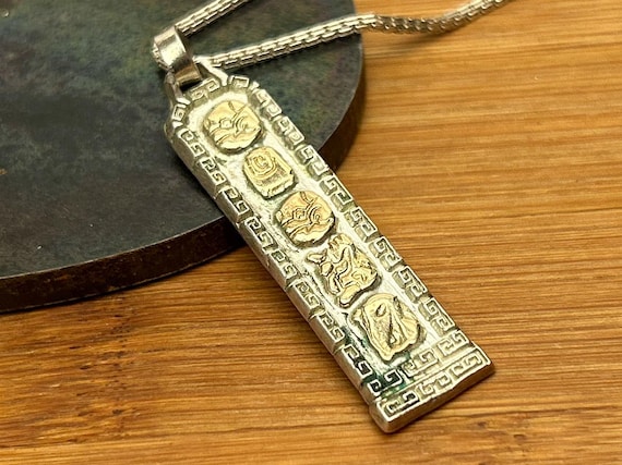 Mayan Calendar Necklace, Tulum 950 Plata, Ancient Symbol Jewelry