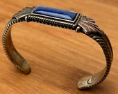 Vintage Carolyn Pollack Relios Sterling Silver & Lapis Lazuli Cuff Bracelet