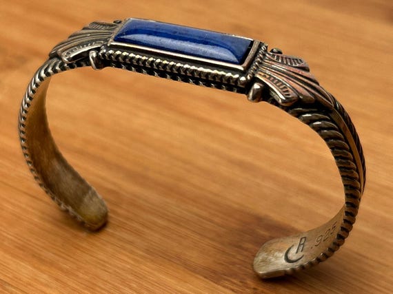 Vintage Carolyn Pollack Relios Sterling Silver & Lapis Lazuli Cuff Bracelet