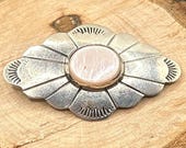 Vintage Sterling Silver Mother of Pearl Pin, Southwestern Jewelry, Native American, Artisan Signed
