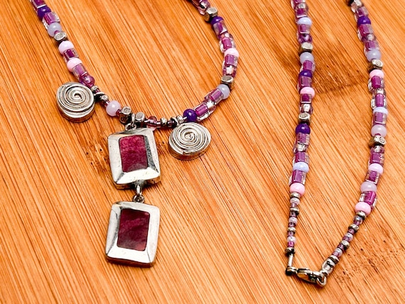Whimsical Summer Delight Beaded Sterling Silver Necklace with Pendants