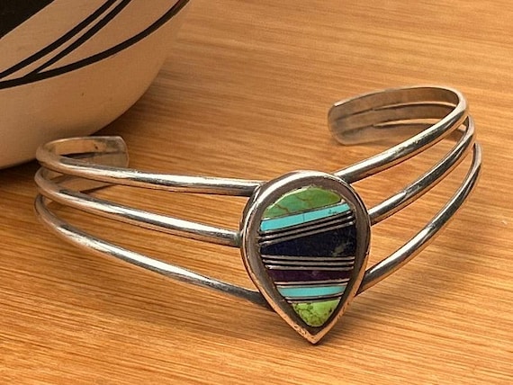 Southwestern Sterling Silver Multi-Stone Inlay Cuff Bracelet, Jackson Sterling
