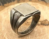 Vintage Sterling Silver Signet Ring, Classic Rectangle Design, Size 8, 9.9 Grams, Maker's Mark