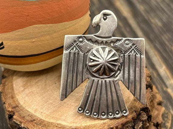 Leroy James Navajo Thunderbird Sterling Silver Ring, Size 10